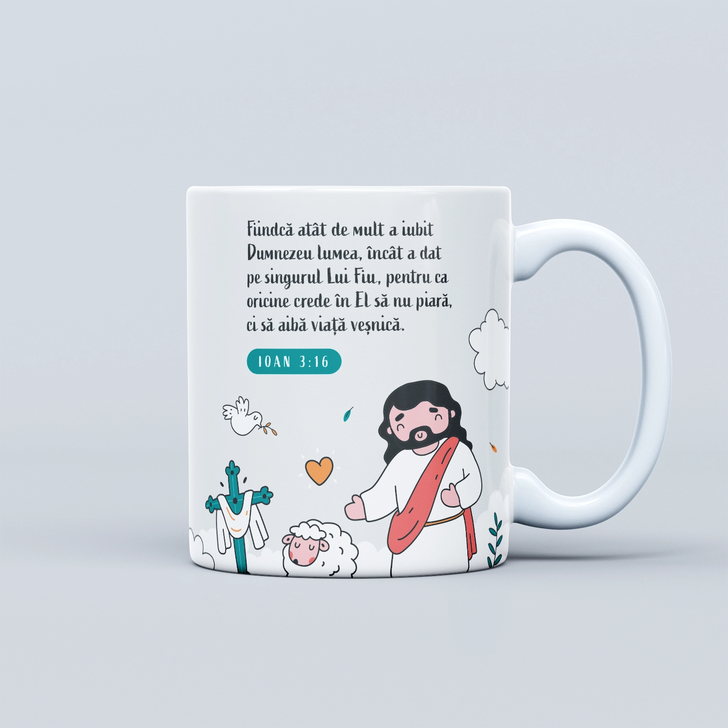 Cana cu verset biblic, cadou crestin - Ioan 3:16 Fiindca atat de mult a iubit